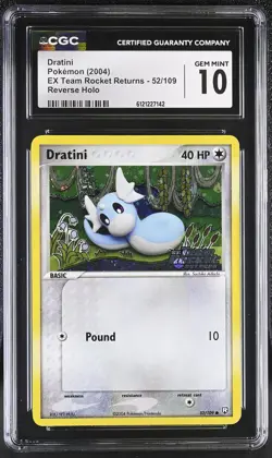 CGC 10 Dratini EX Team Rocket Returns 52/109 Reverse Holo STAMPED Pokemon Card - Image 1