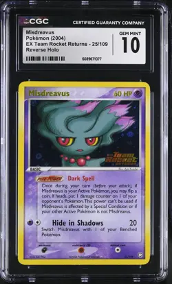 CGC 10 Misdreavus Team Rocket Returns 25/109 Reverse Holo Stamped Pokemon Card - Image 1