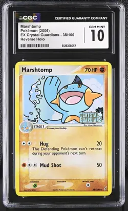 CGC 10 Marshtomp EX Crystal Guardians 38/100 Reverse Holo STAMPED Pokemon Card - Image 1