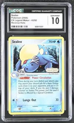 CGC 10 Sealeo 2006 EX Legend Maker 43/92 Reverse Holo Stamped Pokemon Card - Image 1