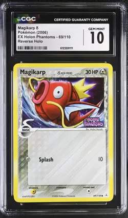 CGC 10 Magikarp 2006 EX Holon Phantoms 69/110 Reverse Holo STAMPED Pokemon Card - Image 1
