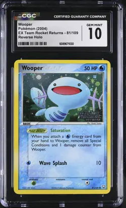 CGC 10 Wooper EX Team Rocket Returns 81/109 Reverse Holo Stamped Pokemon Card - Image 1