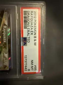 Rayquaza EX Ultra Rare Holo BW Dragons Exalted 85/124 Pokemon Card PSA 8 - Image 3