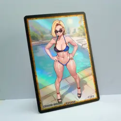 ANDROID 18 Waifu Anime Card LIMITED 1/1 Custom TCG Holo T14196 - Image 2