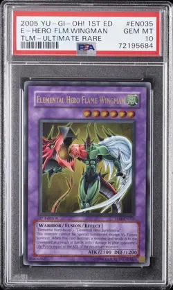 2005 YU-GI-OH! TLM-THE LOST MILLENNIUM ELEMENTAL HERO FLAME WINGMAN PSA 10 - Image 1