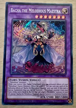 Yu-Gi-Oh! Bacha the Melodious Maestra 25LP-EN006 Secret Rare Emblazoned Stamp - Image 1