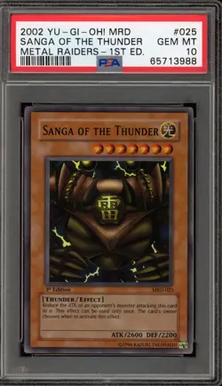 Yu-Gi-Oh! Sanga of Thunder Metal Raiders 1st Edition Super Rare MRD-025 PSA 10 - Image 1