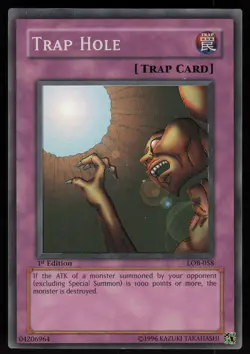 Trap Hole LOB-058 LOB Super Rare GLOSSY 1st Edition Yu-Gi-Oh - Image 1