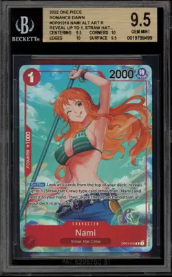 One Piece CCG Nami Romance Dawn Alt Art ERRATA OP01-016 BGS 9.5 - Image 1
