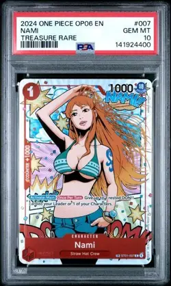 PSA 10 2024 ONE PIECE OP06 WINGS OF THE CAPTAIN #007 NAMI TREASURE RARE - Image 1