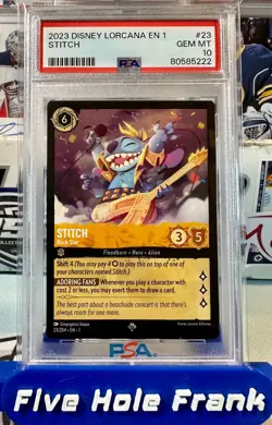 Disney Lorcana TCG Rock Star Stitch #23 Super Rare PSA 10 GEM-MT - Image 1