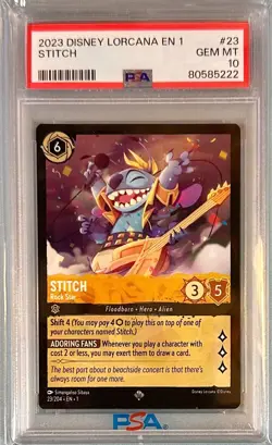 Disney Lorcana TCG Rock Star Stitch #23 Super Rare PSA 10 GEM-MT - Image 2