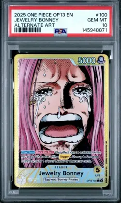 2025 One Piece ENG OP13-100 Jewelry Bonney Alternate Art Leader PSA 10 GEM MINT - Image 1