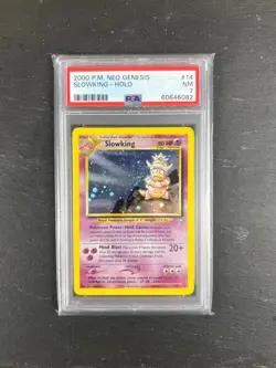 Pokemon TCG Slowking Neo Genesis Holo Rare Card 14/111 Unlimited Graded PSA 7 NM - Image 1