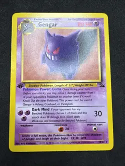 Pokemon TCG Gengar Fossil Card 20/62 First Edition Non Holo INCREDIBLE CARD 👻 - Image 1