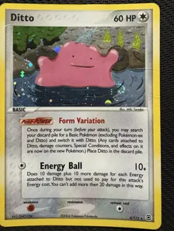 Pokemon TCG Ditto EX FireRed & LeafGreen 4/112 Holo Card 2004 HP Damaged - Image 1