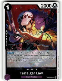One Piece Emperors in the New World Card OP9-069 Rare Foil Trafalgar Law - Image 1