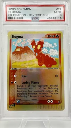 Pokemon Slugma EX Dragon 72/97 PSA 9 Reverse Holo Common English Card - Image 1
