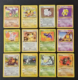 Vintage Pokemon WOTC 12-Card Lot – 4 Holos Aerodactyl, Jolteon, Clefairy, Hypno - Image 1