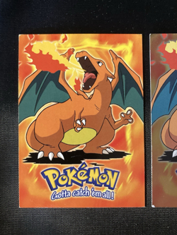Pokemon TCG Topps #06 Charizard E6 of 12 Movie Holo Foil Card Blue Logo 1999 x2 - Image 2