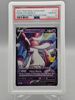 2021 Pokemon Dark Sylveon V SWSH134 Celebrations Black Star Promo PSA 10 Gem MT - Image 1
