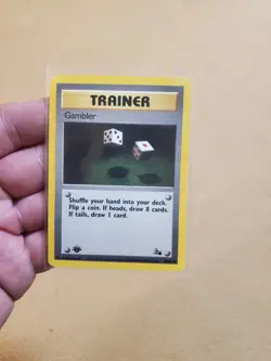 LP 1st Pokemon TCG Gambler Fossil 1st Edition Common Card 60/62 LP - Image 1