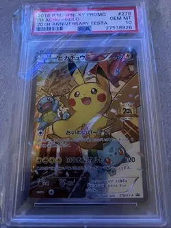 Pokemon Pikachu 279/XY-P Holo Promo 20th Anniversary Festa 2016 PSA 10 - Image 1