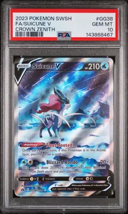 2023 POKEMON SWORD & SHIELD CROWN ZENITH #GG38 FULL ART/SUICUNE V PSA 10 - Image 1