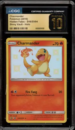 Pokemon Charmander Hidden Fates Holo Rare #SV6 CGC 10 Pristine - Image 1