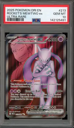 Pokemon Team Rocket's Mewtwo ex Destined Rivals Ultra Rare #213 PSA 10 Gem Mint - Image 1