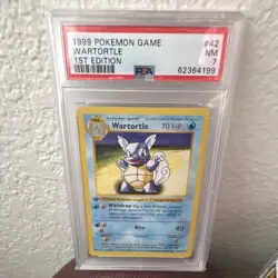 Pokemon TCG Wartortle 1st Edition Base Set Shadowless PSA 7 042/102 Uncommon - Image 1