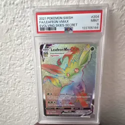 Pokemon TCG Leafeon VMAX Secret Rare SWSH07 Evolving Skies PSA 9 204/203 Holo - Image 1