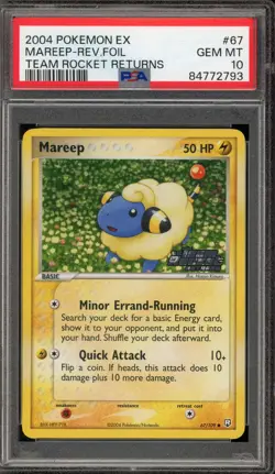 Pokemon Mareep EX Team Rocket Returns Reverse Holo #67 PSA 10 Gem Mint - Image 1