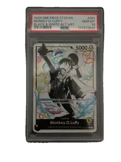 ONE PIECE PSA 10 GEM MINT MONKEY D LUFFY ST29-001 BLACK & WHITE ALTERNATE ART EN - Image 1