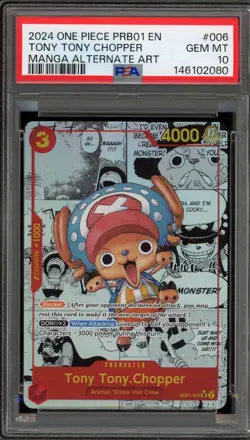 One Piece CCG Tony Tony.Chopper PRB01 Manga Alternate Art EB01-006 PSA 10 - Image 1