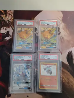 Pokemon Hidden Fates 4 Card Lot Goliospod, Raichu, Rockruff PSA 9 - Image 1