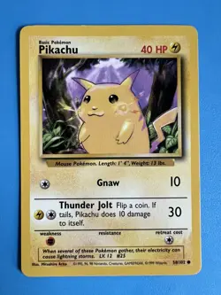 Pikachu 58/102 Base Set WOTC 1999 NM Vintage Pokemon Card Non-Holo - Image 1