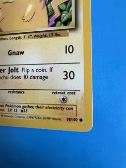 Pikachu 58/102 Base Set WOTC 1999 NM Vintage Pokemon Card Non-Holo - Image 5