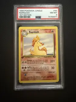 Pokemon Card 44/64 Rapidash 1st Edition Jungle English - PSA 8 - Image 1