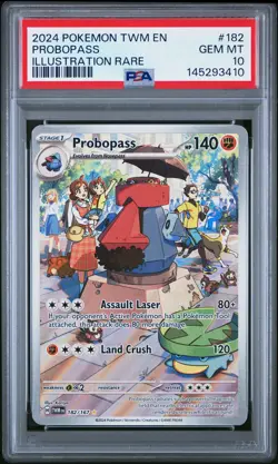 2024 POKEMON TWM EN-TWILIGHT MASQUERADE ILLUSTRATION RARE #182 PROBOPASS PSA 10 - Image 1