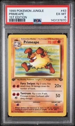 PRIMEAPE 1999 Pokemon Jungle 1st Edition #43 PSA 6 - Image 1