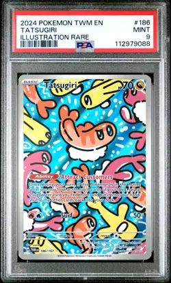 POKEMON 2024 TWILIGHT MASQUERADE TATSUGIRI ILLUSTRATION RARE 186 PSA 9 - Image 1