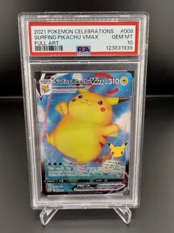 Surfing Pikachu Vmax 009/025 Celebrations Pokemon PSA 10 - Image 1