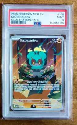 2025 Pokemon MEG EN Marshadow Illustration Rare 146 PSA 9 MINT Mega Evolution - Image 1