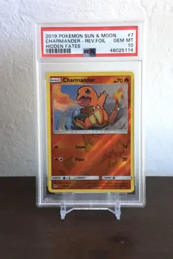 2019 Pokemon Sun & Moon Charmander - Rev.Foil Hidden Fates #7 PSA 10 - Image 1