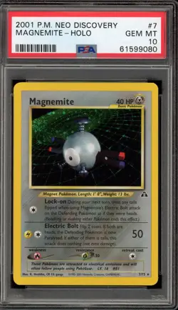 Pokemon Magnemite Neo Discovery Unlimited Holo Rare #7 PSA 10 Gem Mint - Image 1