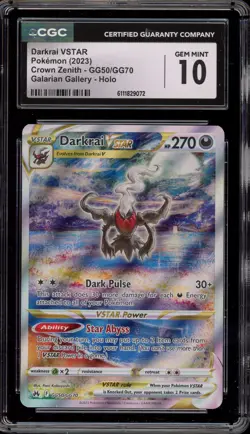 Pokemon Darkrai VSTAR Crown Zenith Galarian Gallery Full Art #GG50 CGC 10 - Image 1