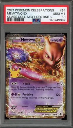 Pokemon Mewtwo EX Celebrations Classic Coll. Next Destinies #54 PSA 10 Gem Mint - Image 1