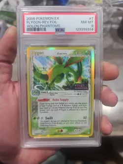 2006 POKEMON EX HOLON PHANTOMS #7 FLYGON-REVERSE FOIL PSA 8 - Image 1