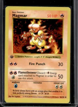 1999 Pokemon Unlimited Magmar 1st Edition Uncommon #36/102 - Image 1